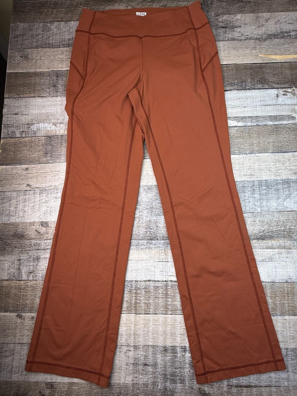 Duluth NoGA Namastash Pants Womens S x 33 Orange Bootcut Yoga Stretch 15771